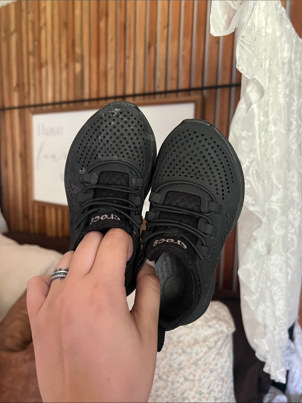 Crocs Black Slip-On Perforated Athletic Sneakers